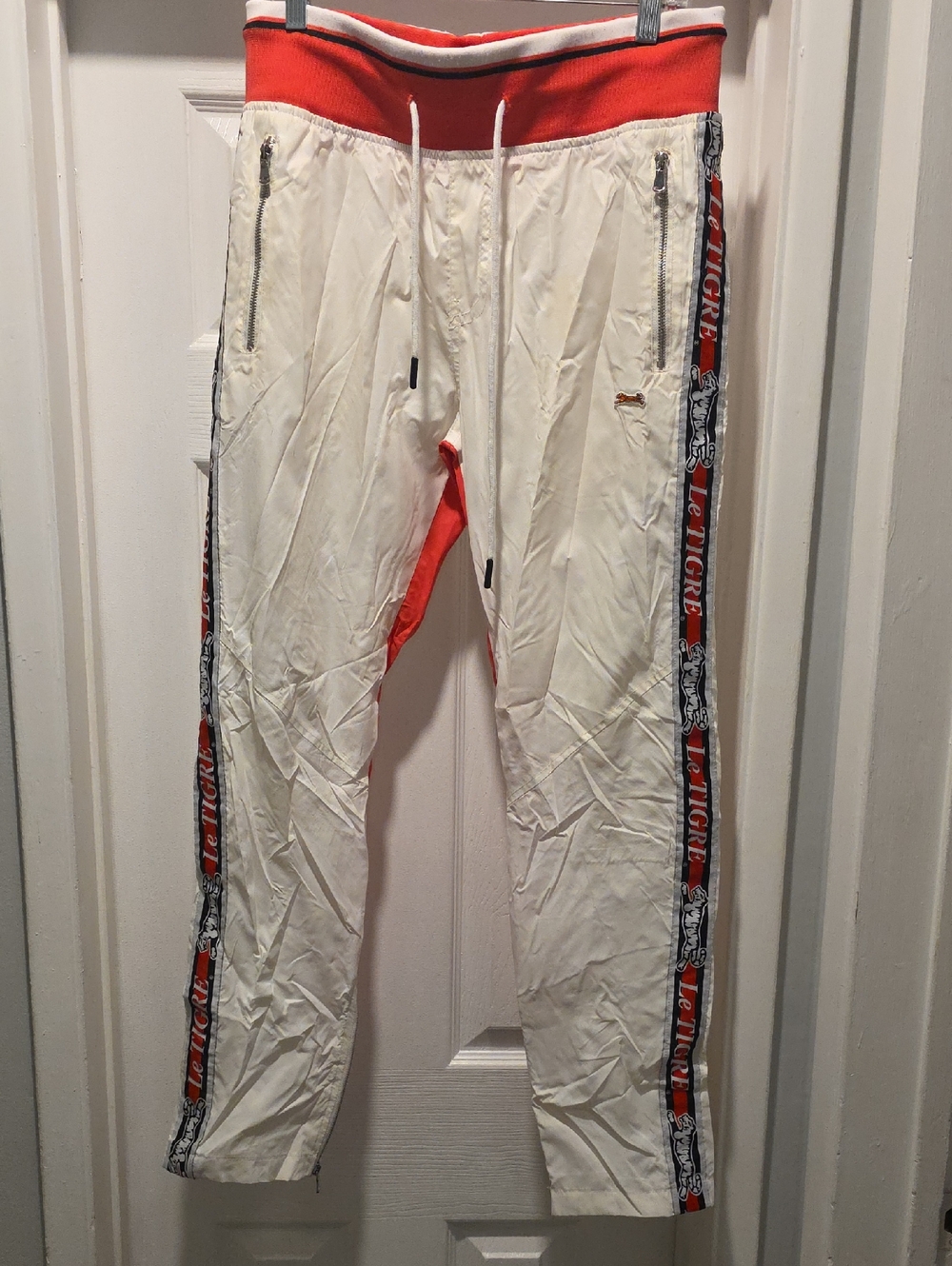 Le Tigre White Joggers with Peachy Orange Waistband and Side Trim